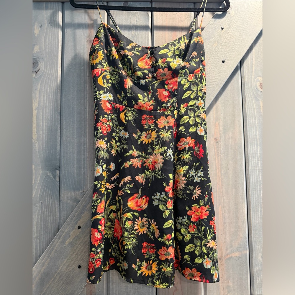 Urban Outfitters Floral Spaghetti Strap Mini Dress XS Smocked Back